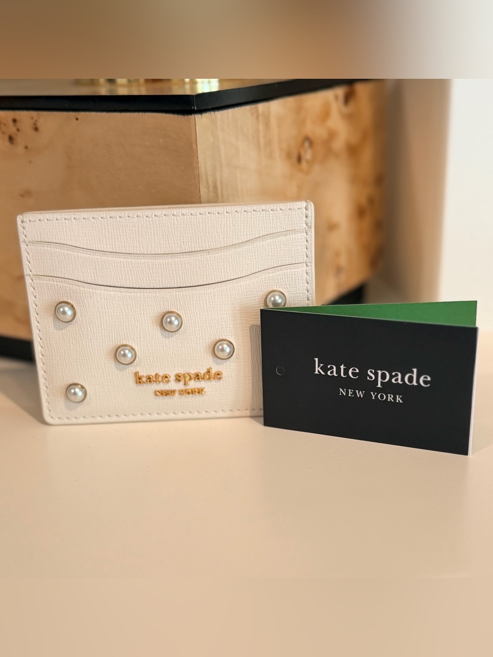 kate spade Cream Pearl-Studded Card Holder